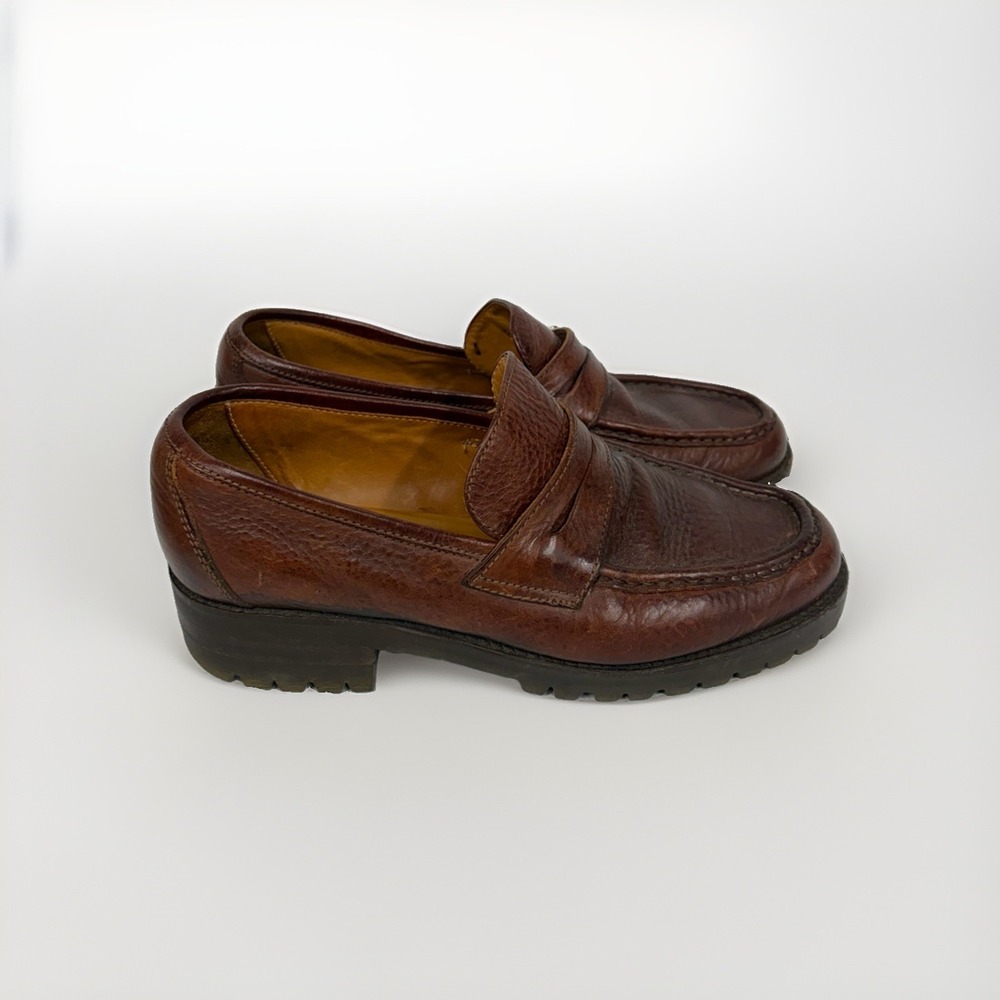 Cole Haan Men's 8M Brown Leather Penny Loafers Moc Toe Slip On Shoes T5